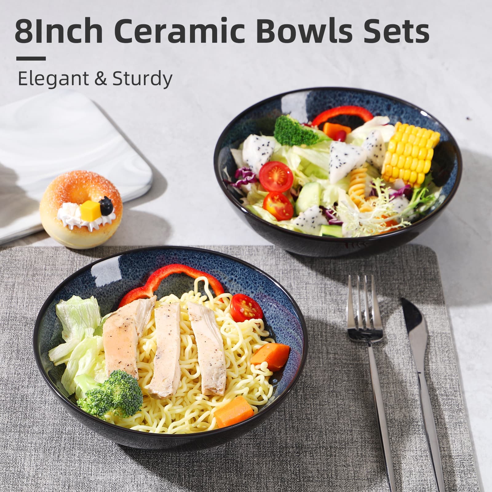 Peacock Reactive Glaze Bowl Set - alternate view